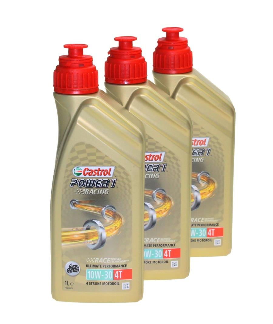 Huile moteur Castrol SAE 10W 30 Power 1 Racing 4T synthétique 3x1