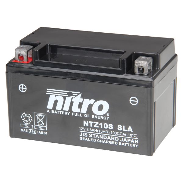 Nitro Gel-Batterie wartungsfrei 12 V 8,6 Ah YTZ10S, Pluspol links, DIN 50922 (105451)