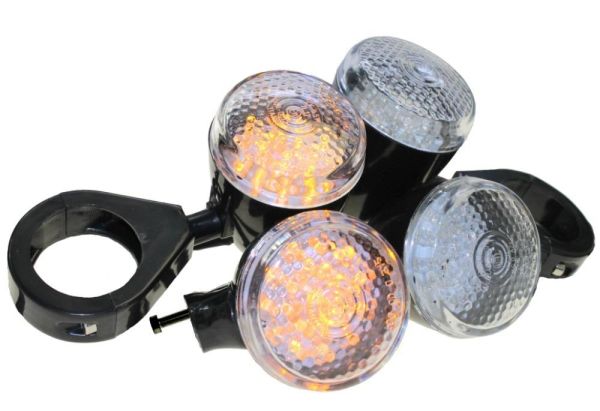 Feux clignotants à LED pour guidon de moto 12V teinté noir, Clignotants, Eclairage et Clignotants, Universel, Pièces Scooter, Moto, Maxiscooter,  Cyclo et Vélo