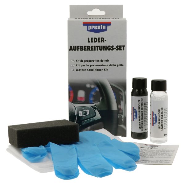 Presto Lederfarbe Leder-Aufbereitungs-Set für Glattleder und Kunstleder schwarz (PR101663)